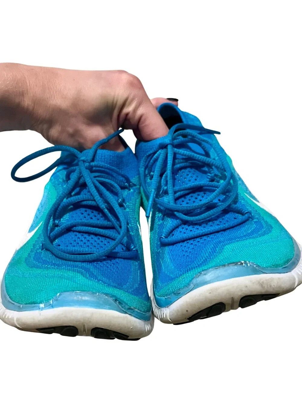 Nike Free Flyknit 5.0 Blue Turquoise Running Shoes Women’s Size 9.5